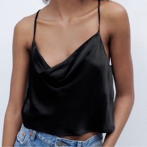 Zara cowl neck satin tank top size small.